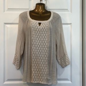 3/4 Sleeve Beige Blouse